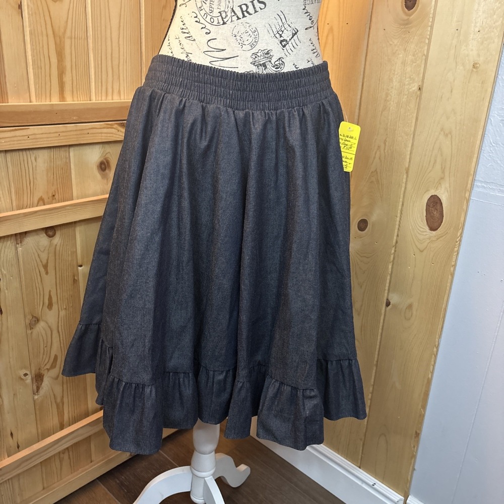 Vintage NWT Square Up Denim Western Circle Skirt Dancing Large Festival Boho